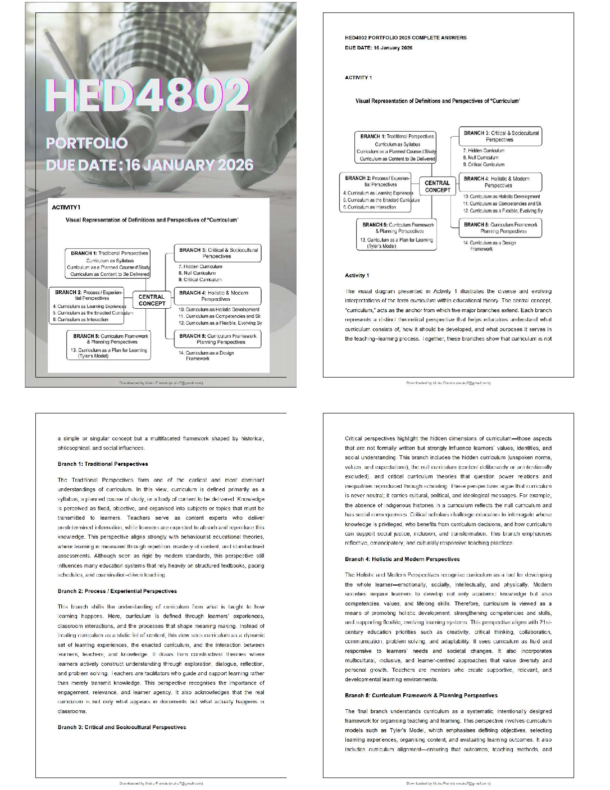 HED4802 Teacher as Leader Portfolio Guide: Curriculum Perspectives & Complete Exam Answers for Success