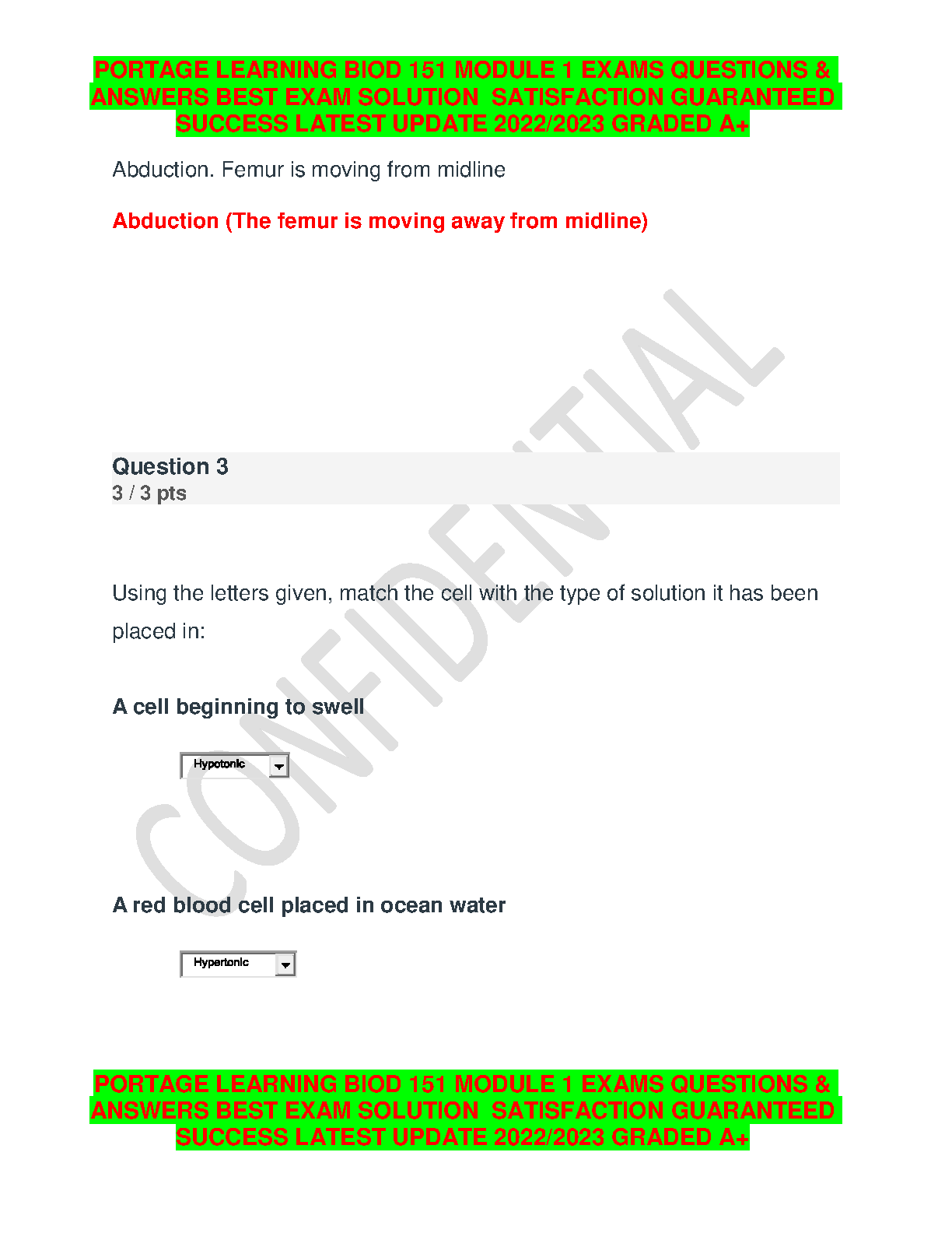 BIOD 151 Portage Learning Module 1 Exam Bank | Latest A+ Graded ...