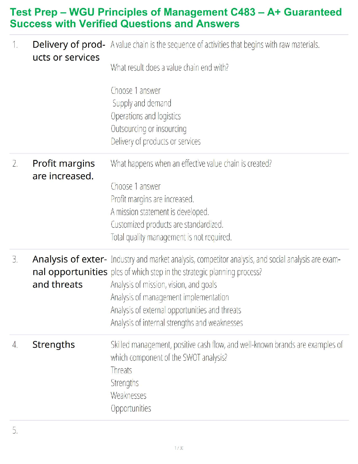 WGU C483 Principles of Management Test Bank: Verified Questions and Answers for First-Attempt Success in 2025/2026