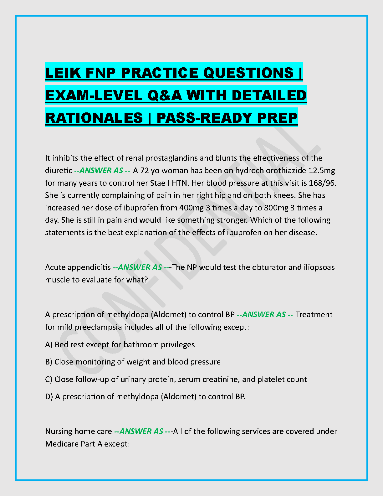 Leik FNP Test Bank 5th Edition: Comprehensive AANP & ANCC Certification Exam Prep Q&A with Rationales