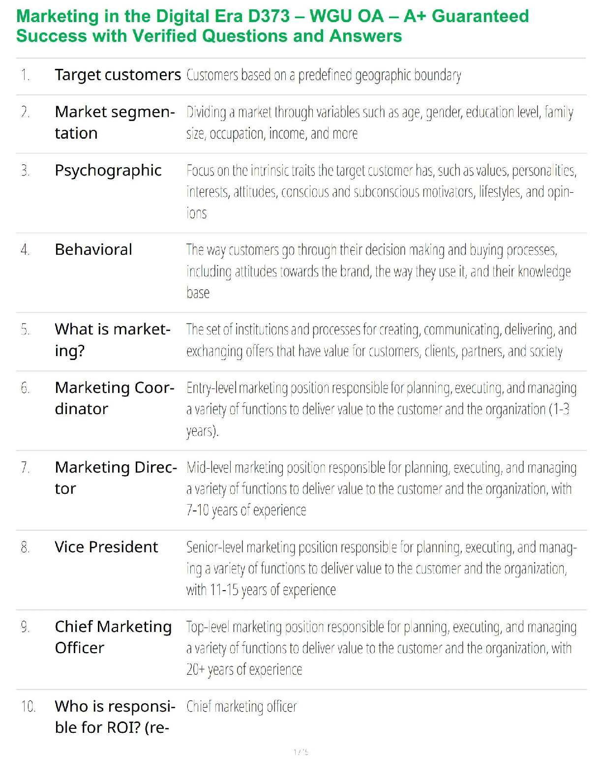 WGU D373 Marketing in the Digital Era OA Exam Study Guide A+ Success Resource for 2025/26 Based on Grewal & Levy Textbook