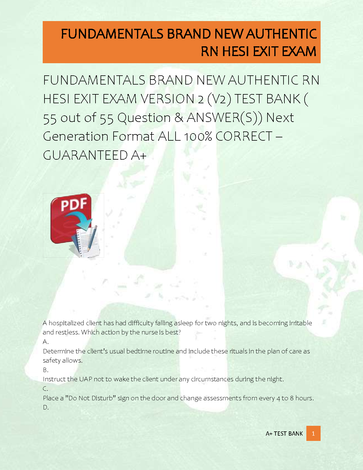 HESI Exit Exam RN Fundamentals V2 Test Bank by Elsevier | 55 Next-Gen Questions & Verified Answers