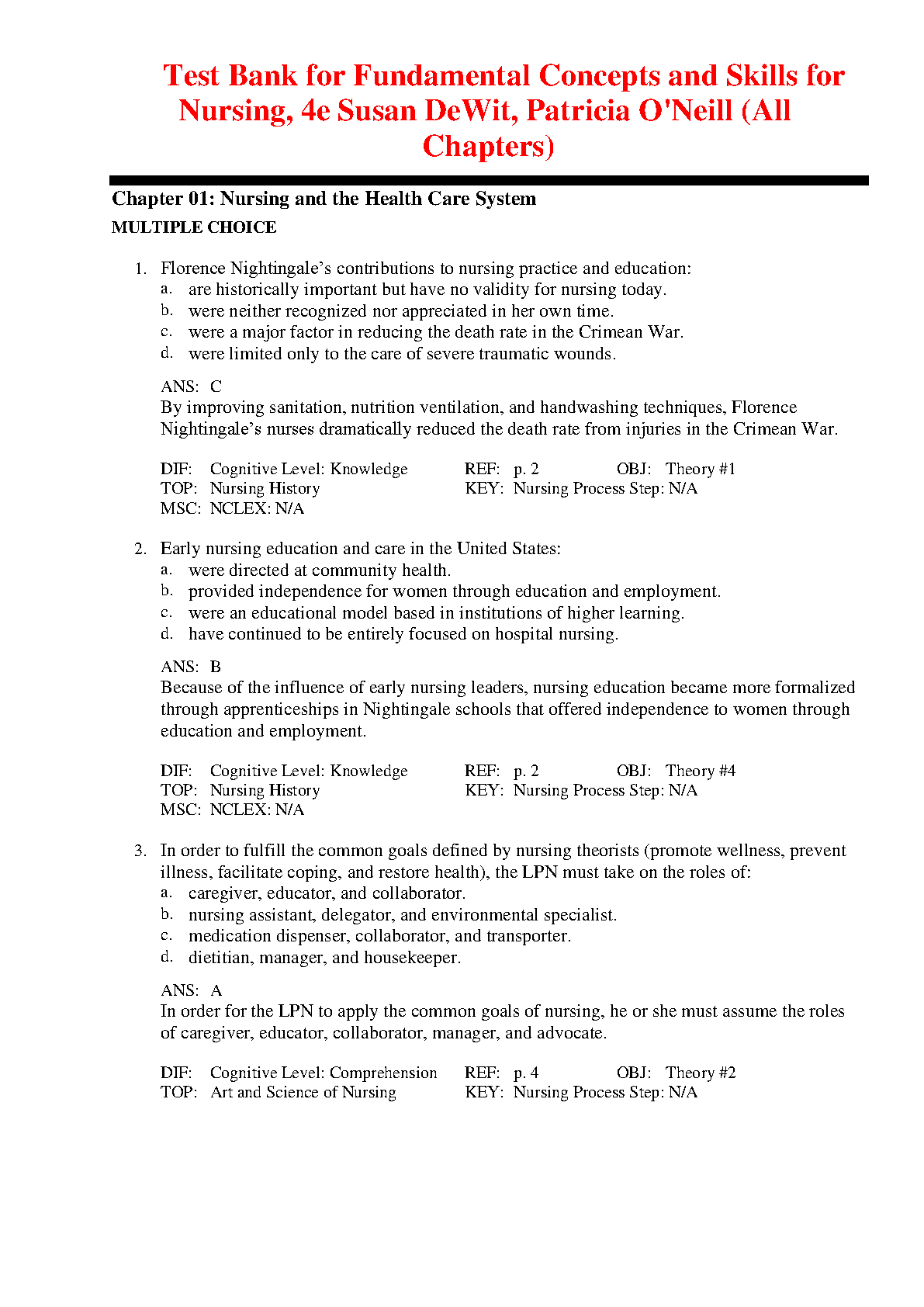 Fundamental Concepts and Skills for Nursing 4th Edition