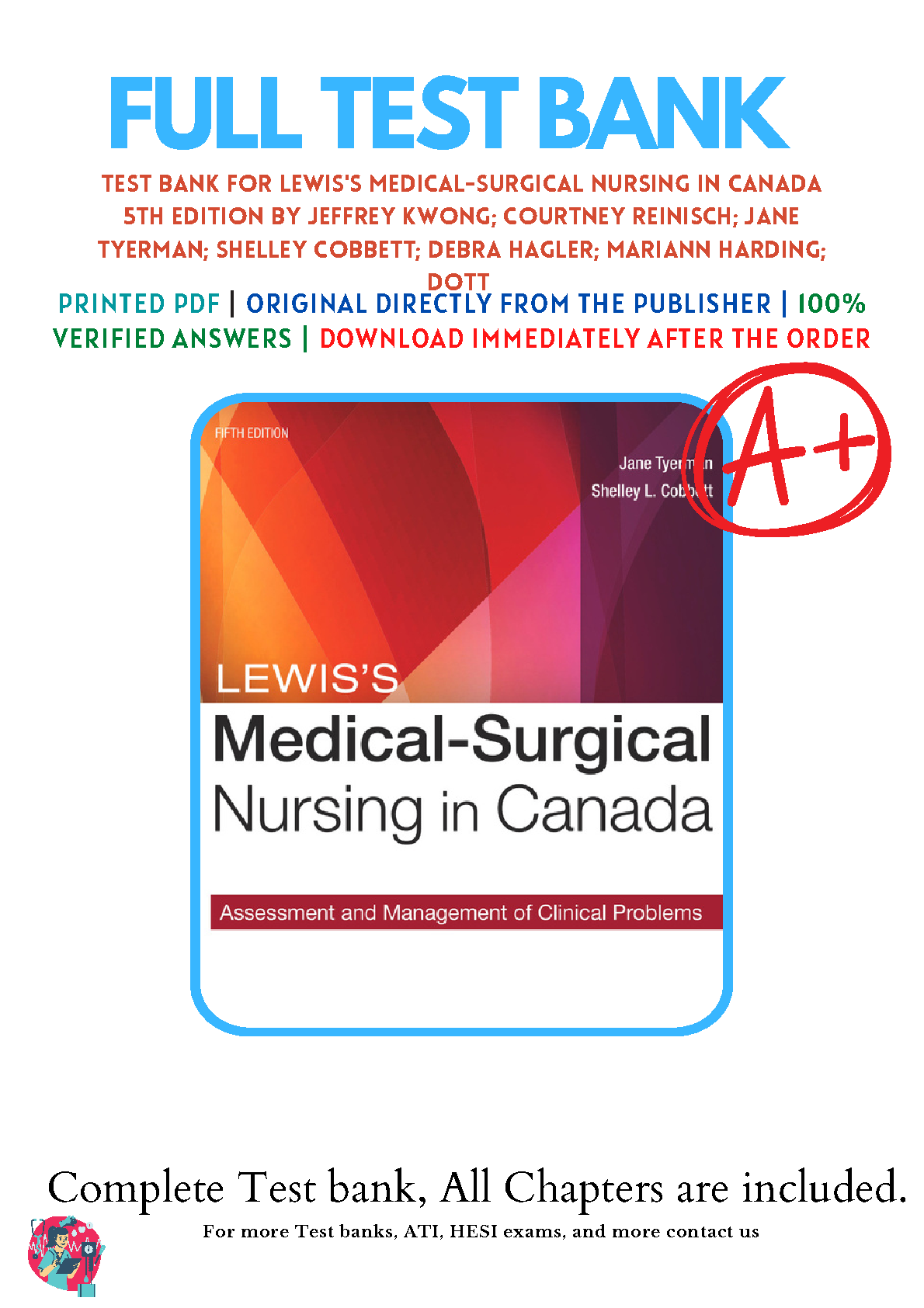 Lewis Medical-Surgical Nursing Canada 5th Ed Test Bank by Tyerman and Cobbett Complete Guide