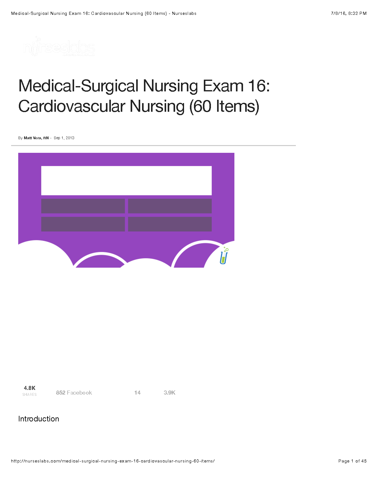 Lewis Medical-Surgical Nursing Cardiovascular System Test Bank 12th Edition Study Guide and NCLEX Prep Resource