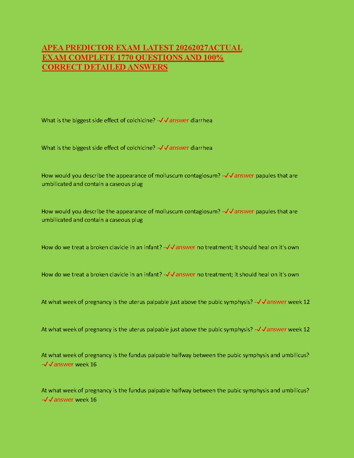 APEA Predictor Exam 2025-2026: Comprehensive Test Bank with 1770+ Questions & 100% Correct Answers for Guaranteed Pass