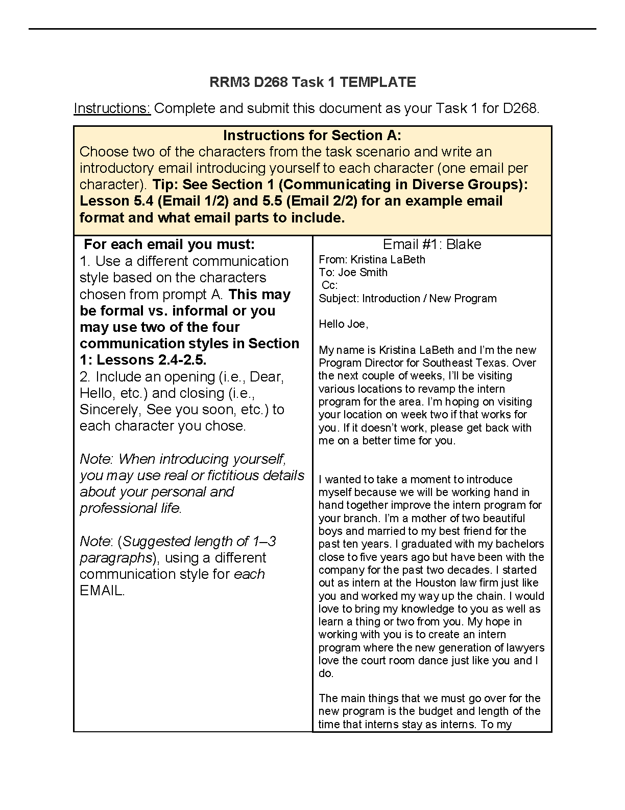 WGU D268 Task 1 Performance Assessment Guide 2025/2026 | Ace Communicating in Diverse Groups First Attempt