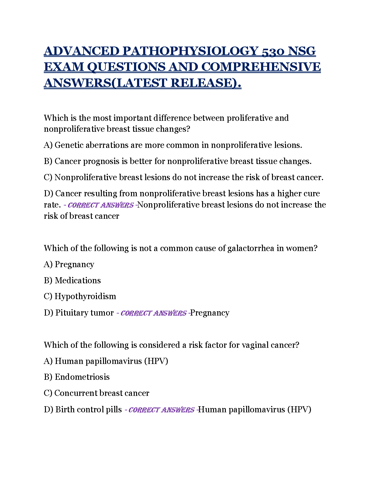 NSG 530 Advanced Pathophysiology Test Bank by McCance & Huether | Latest 2026/2027 Verified Answers