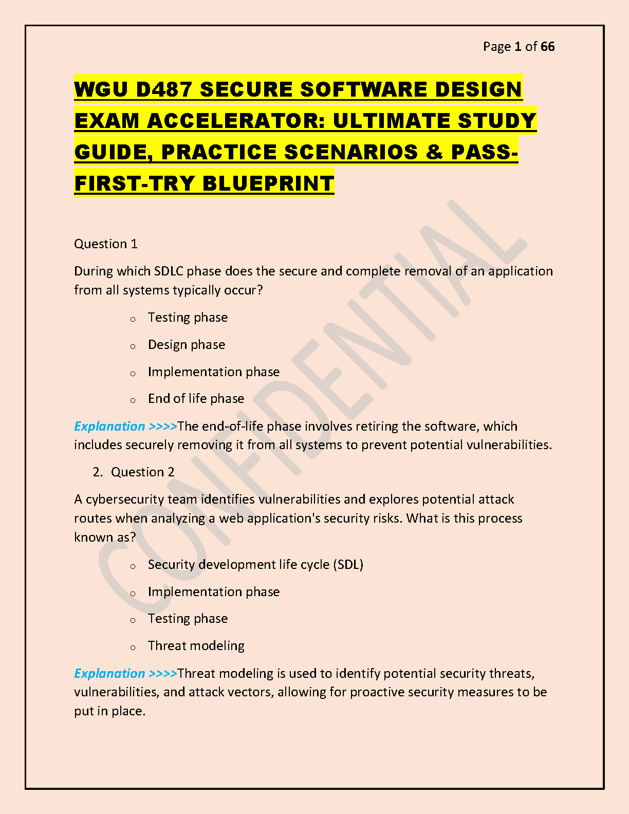 WGU D487 Secure Software Design Test Bank 2025/2026 Verified Exam Questions and Answers for First-Try Success