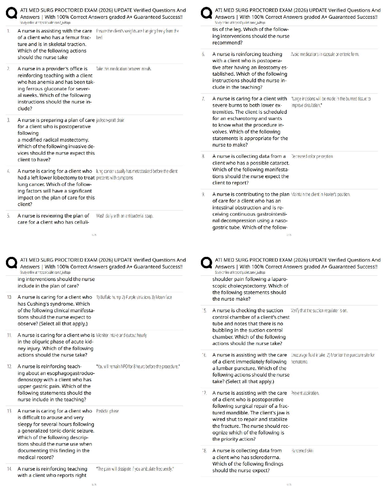 ATI Med Surg Proctored Exam Questions and Answers Updated for 2026 Academic Year Comprehensive Study Guide with Verified Solutions