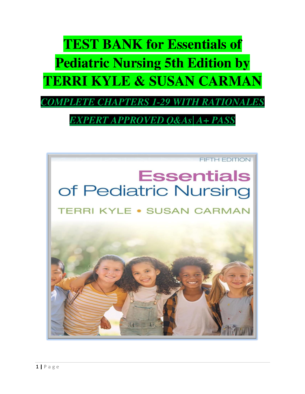 Essentials of Pediatric Nursing 5th Edition TEST BANK