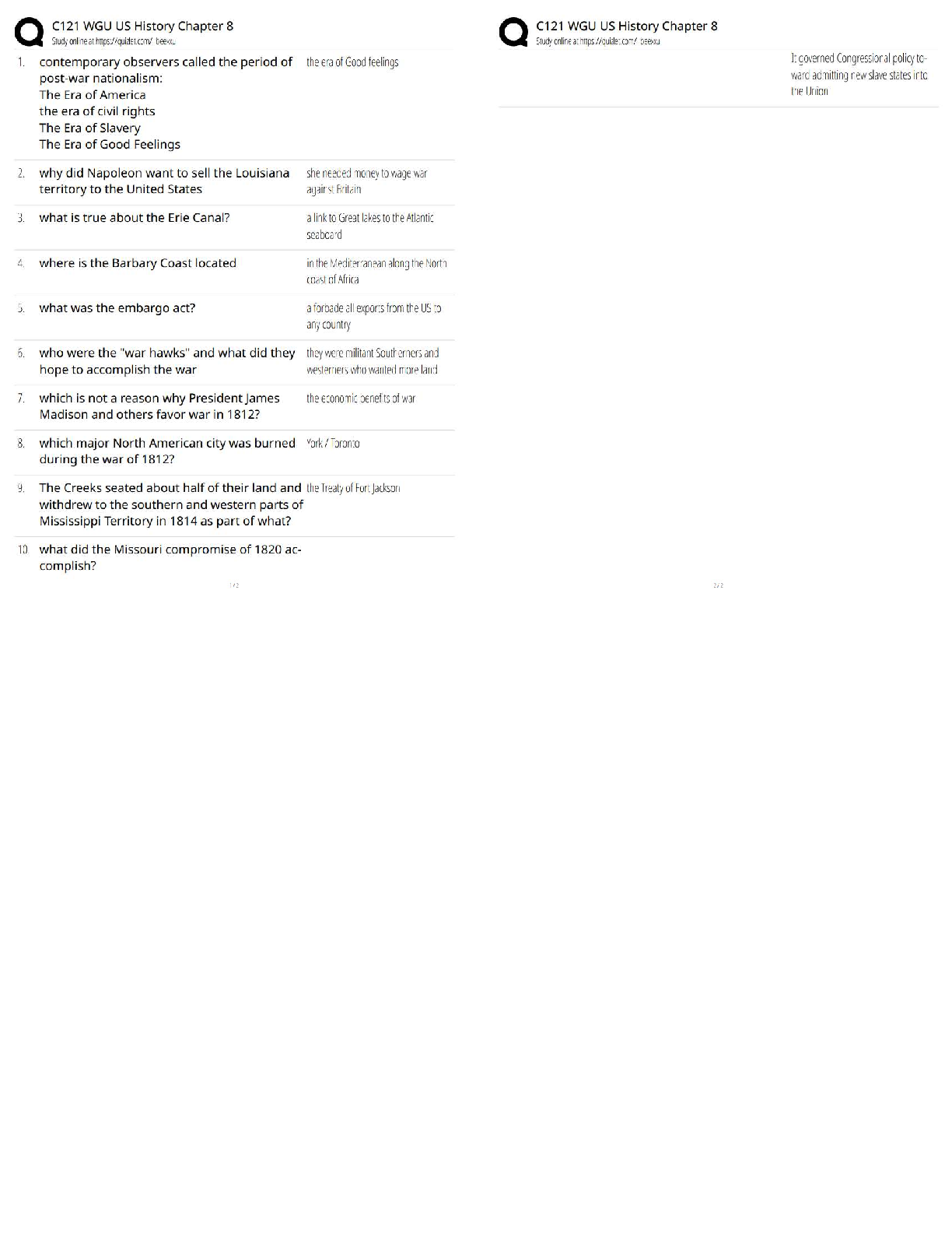 WGU C121 US History Chapter 8 Test Bank: American Yawp Exam Questions & Verified Answers for Era of Good Feelings