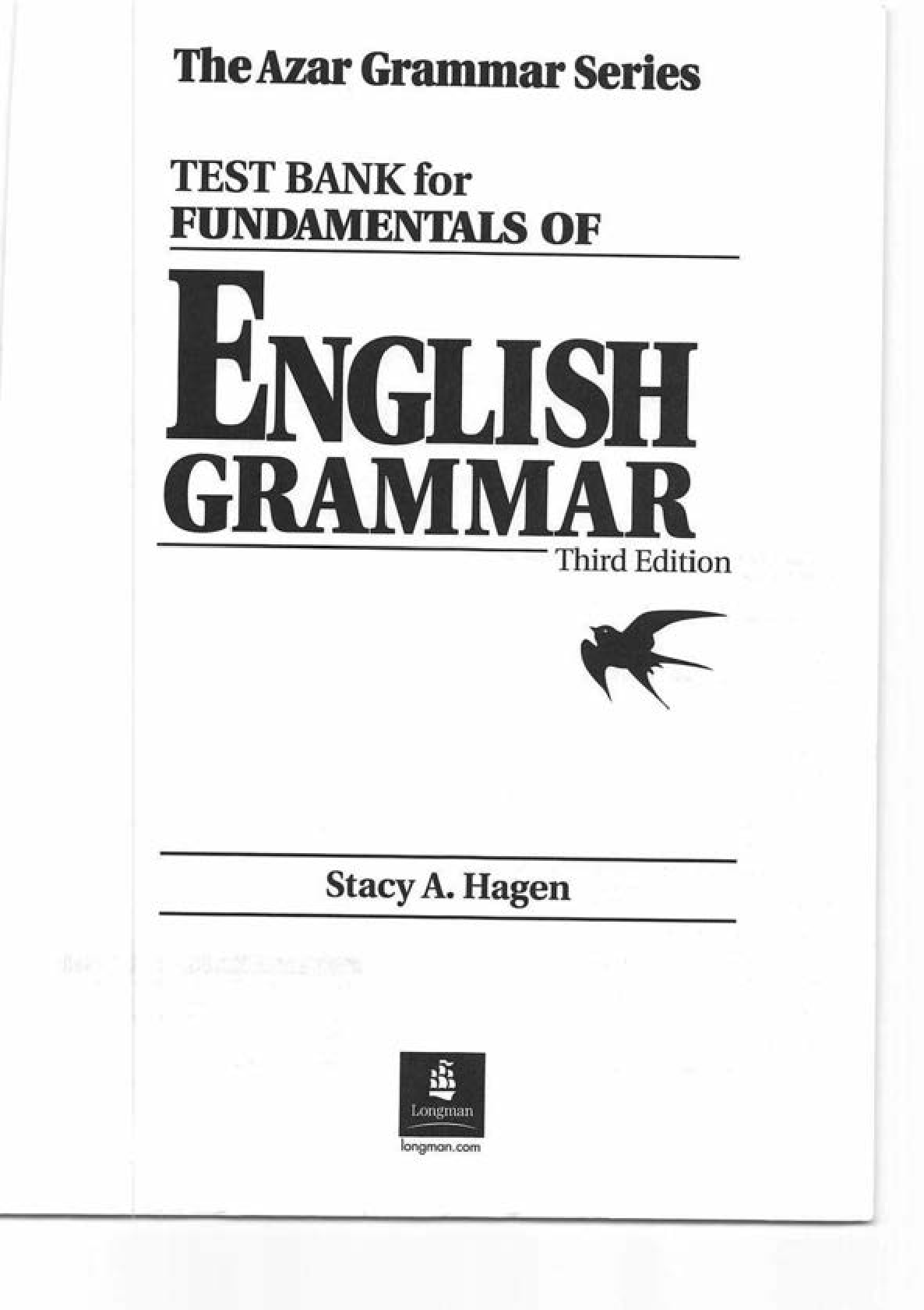 Test Bank for Fundamentals of English Grammar, 3rd Edition by Betty ...