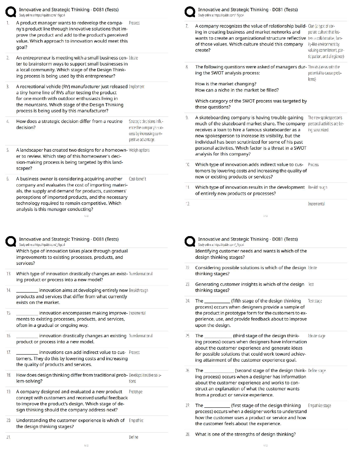 WGU D081 Innovative and Strategic Thinking Test Bank (2025-2026) Verified Answers Study Guide