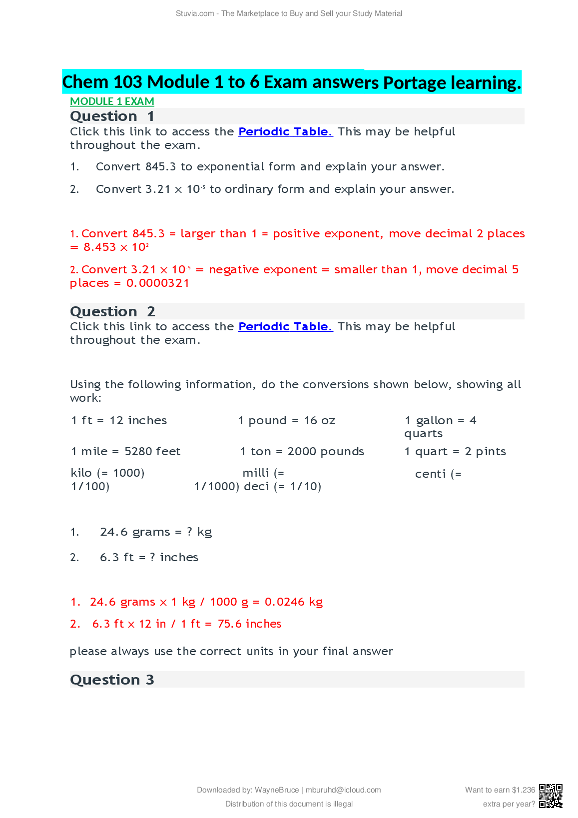 Chem 103 Module 1 to 6 Exam Answers Portage Learning: A Complete Guide ...