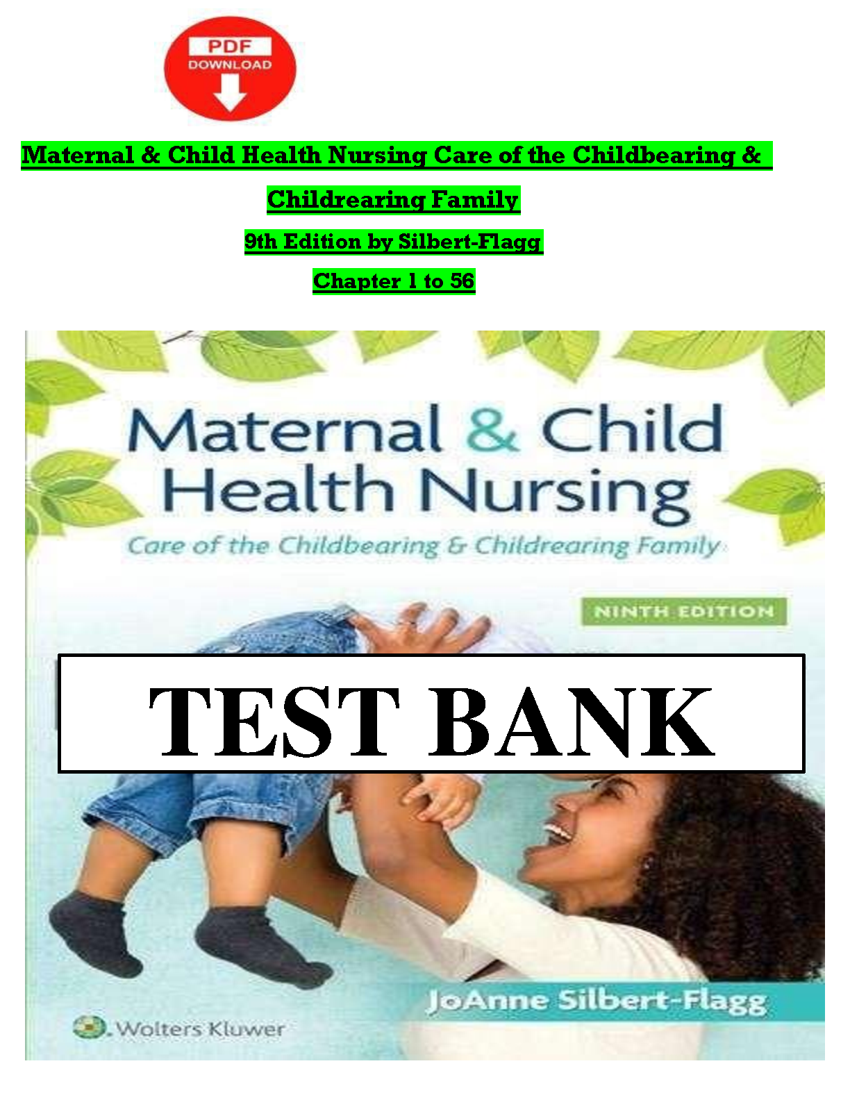 Maternal and Child Health Nursing Test Bank for the Care of the Childbearing Family
