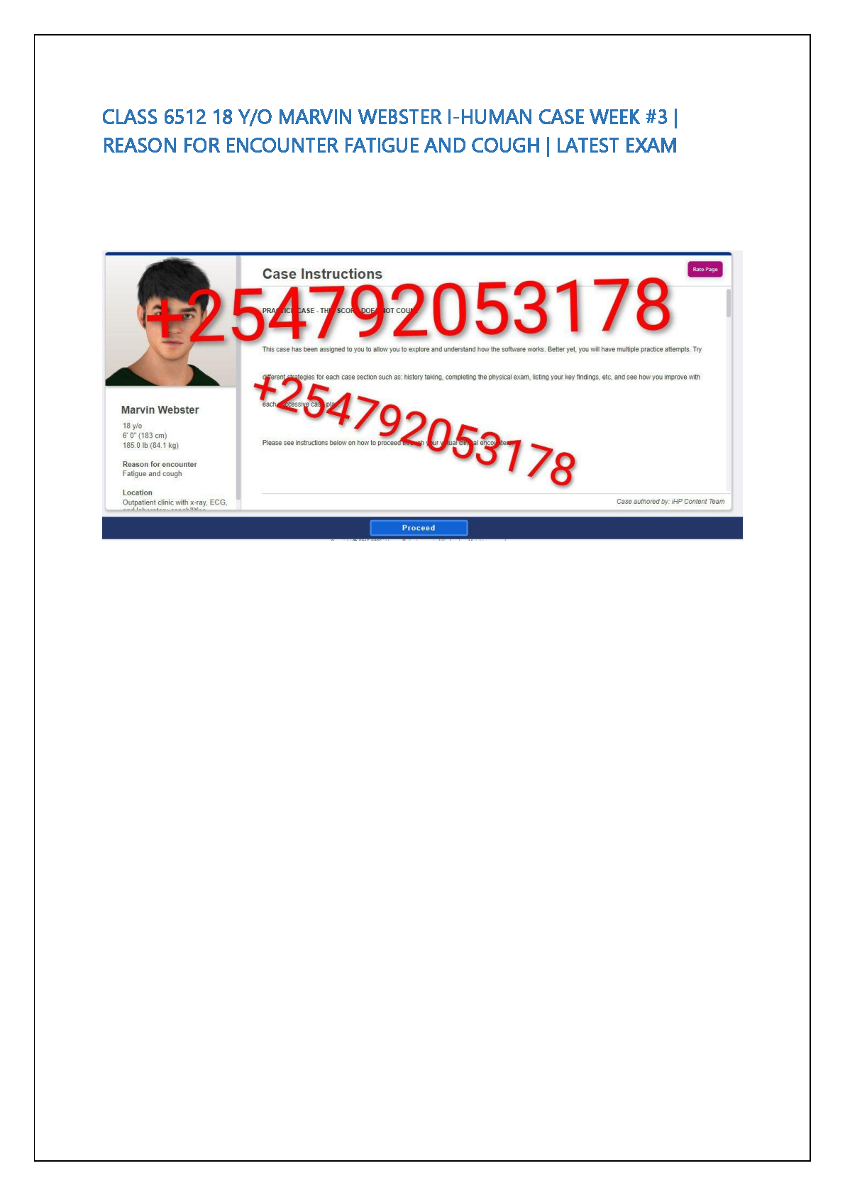 CLASS 6512 Week 3 i-Human Case: Marvin Webster - Fatigue and Cough | Complete Study Guide for 2025/2026 Exams