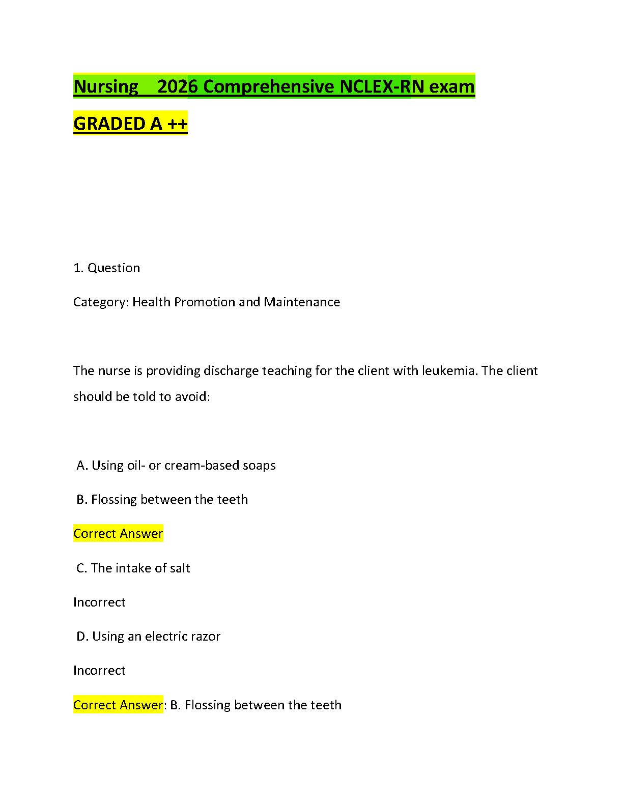NCLEX RN Practice Questions with Detailed Rationales for Leukemia Care Tracheostomy Management and Chest Tube Monitoring New Release 2026/27 Academic Year Study Guide