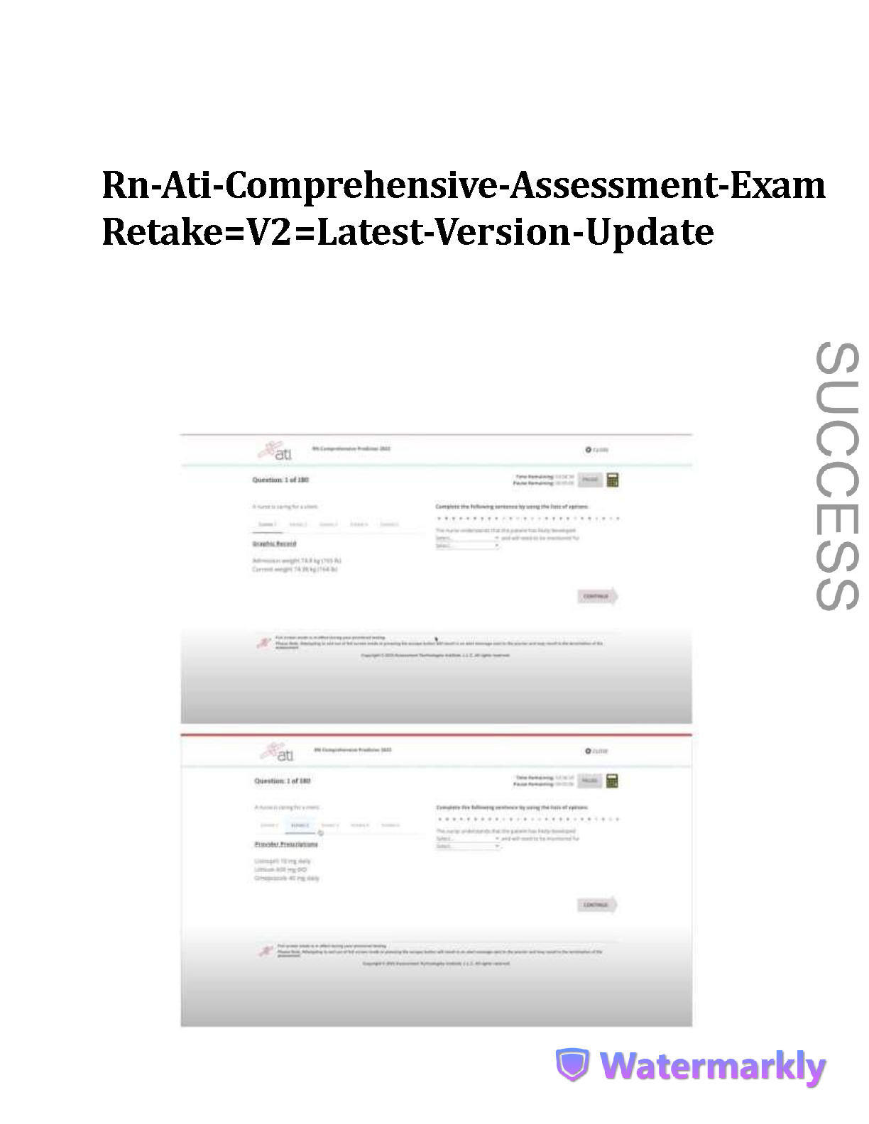 ATI RN Comprehensive Predictor Retake V2 Exam - Latest Updated Test Bank by Assessment Technologies Institute