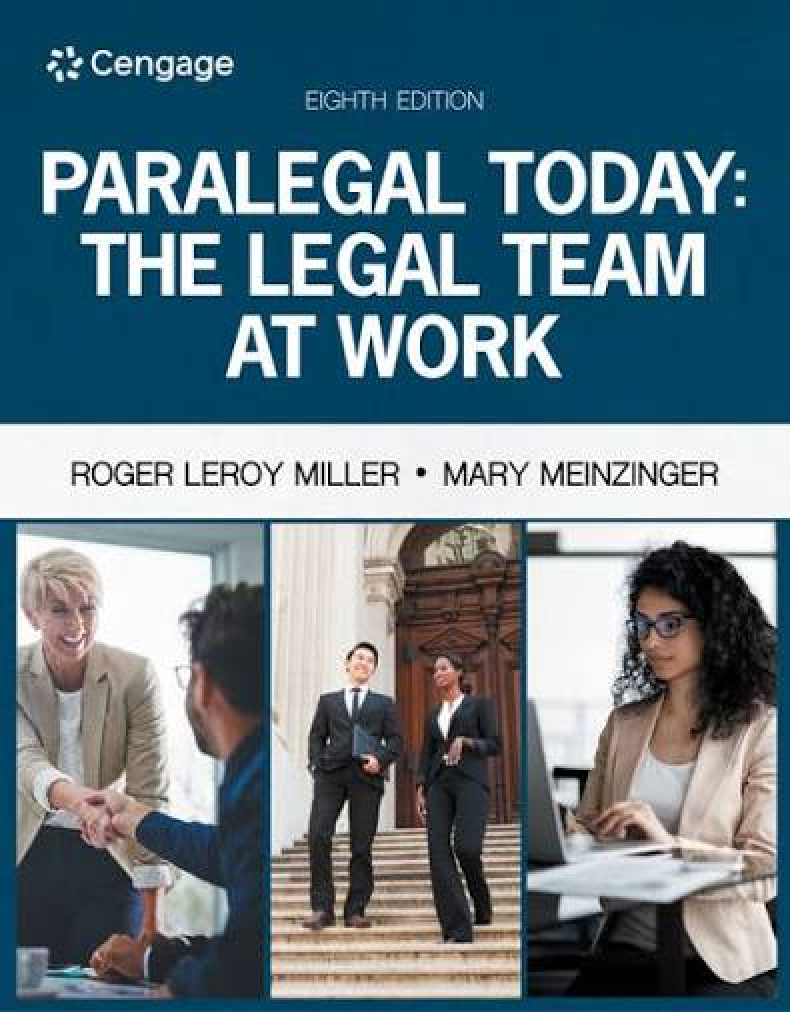 Test Bank for Paralegal Today The Legal Team at Work Eighth Edition by Roger LeRoy Miller and Mary Meinzinger Verified Original