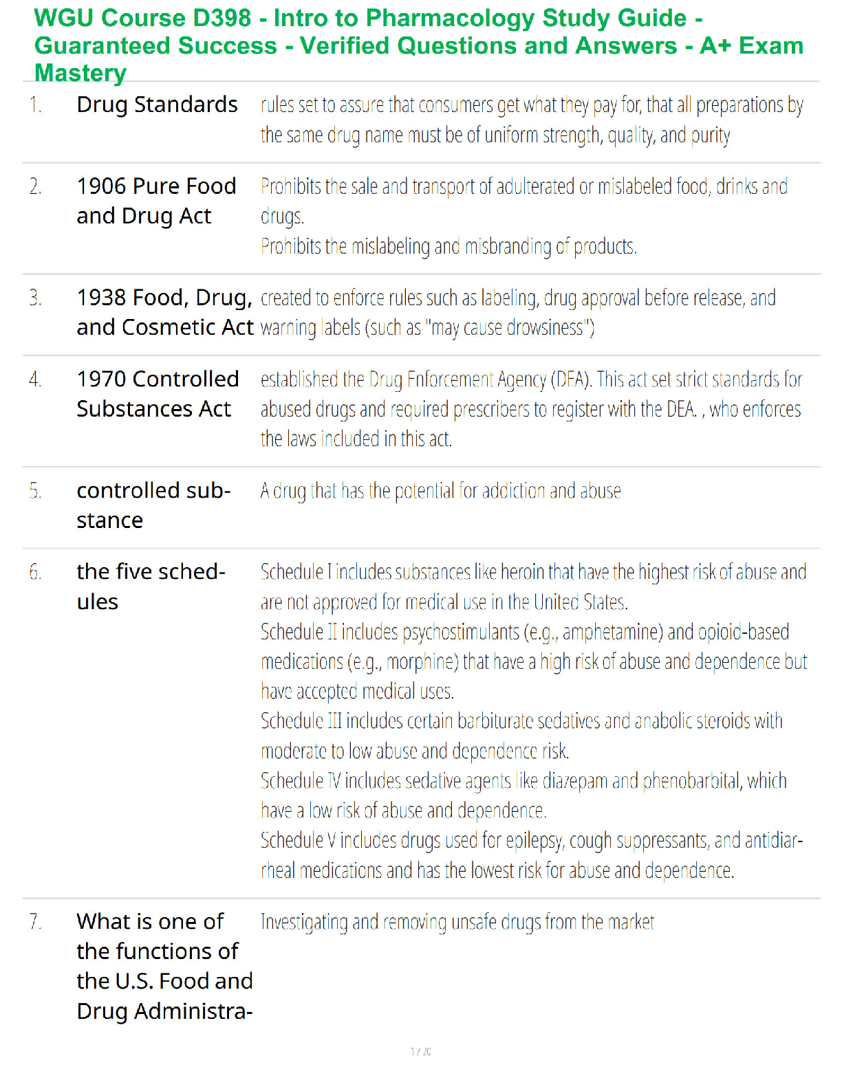 WGU D398 Intro to Pharmacology Test Bank 2025/2026 Verified Questions and Answers for Exam Success