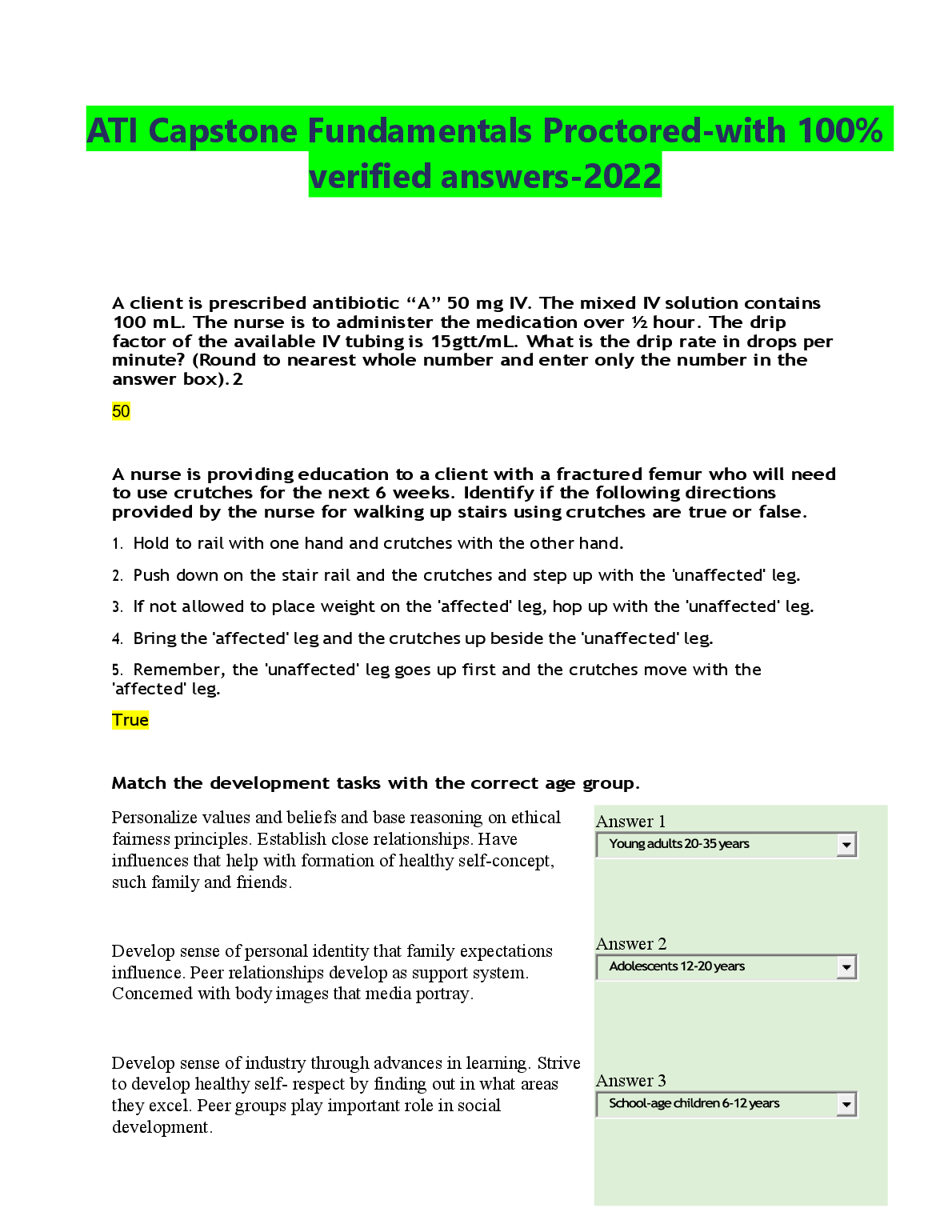 ATI Capstone Fundamentals Proctored Exam Questions and Verified Answers Guide for Nursing Students