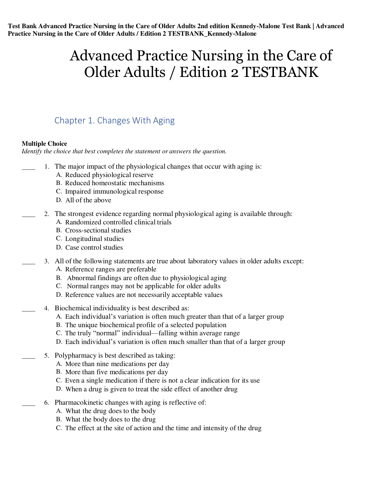 Advanced Practice Nursing in the Care of Older Adults