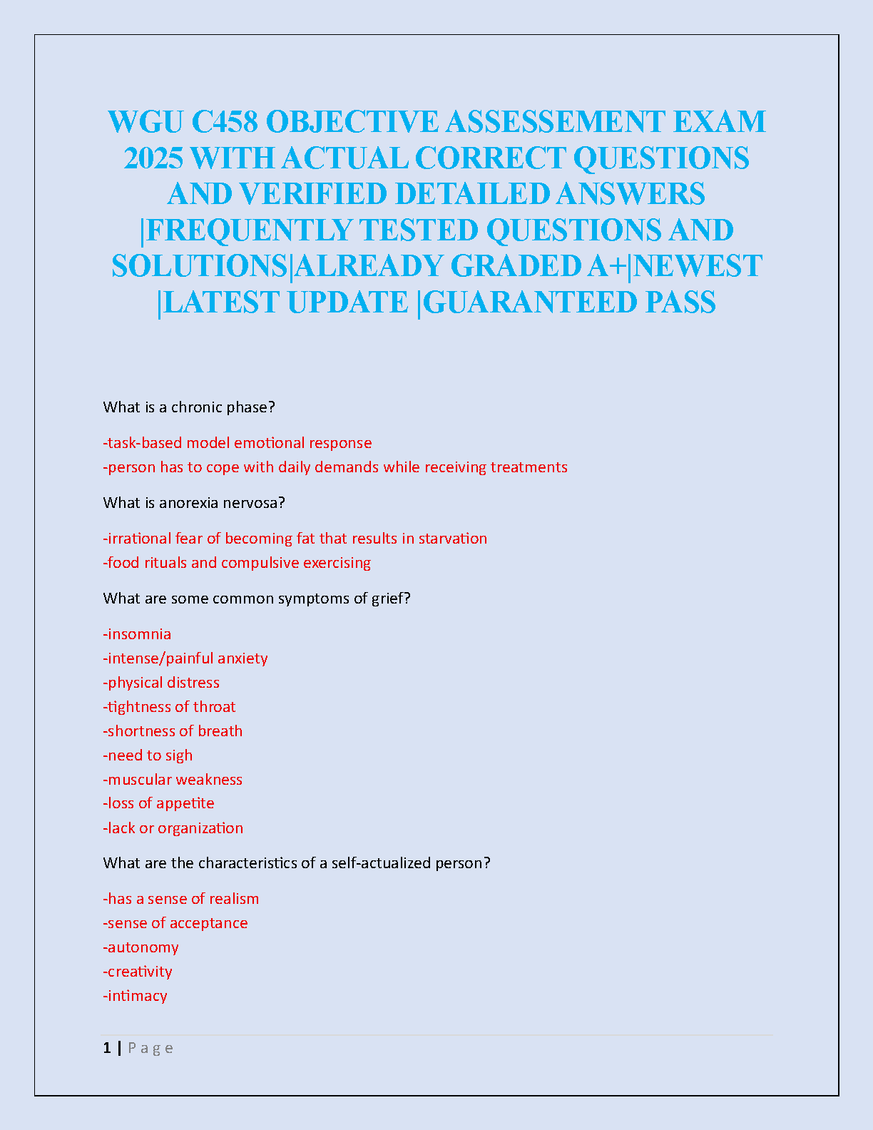 WGU C458 Objective Assessment Exam 2025: Verified Answers and Detailed Solutions Study Guide for Success