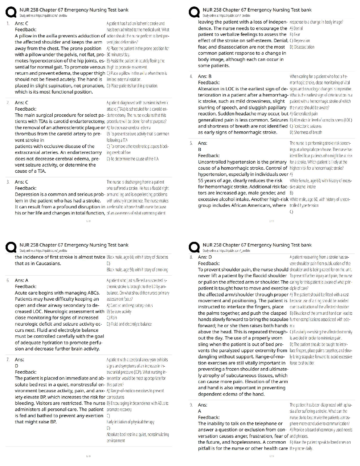 Lewis's Medical-Surgical Nursing 11th Edition Chapter 67 Emergency Nursing Test Bank NUR 258 Study Guide