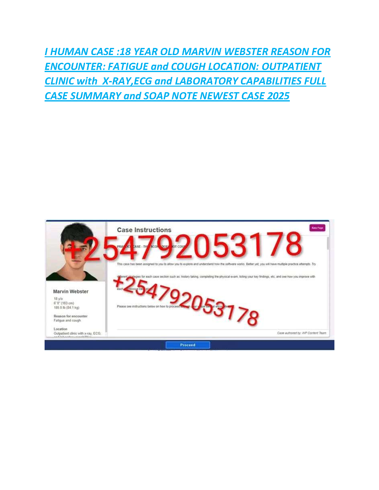 i-Human Case Study: Marvin Webster - Fatigue and Cough | Complete SOAP Note & Summary for 2025/2026 Exam Success