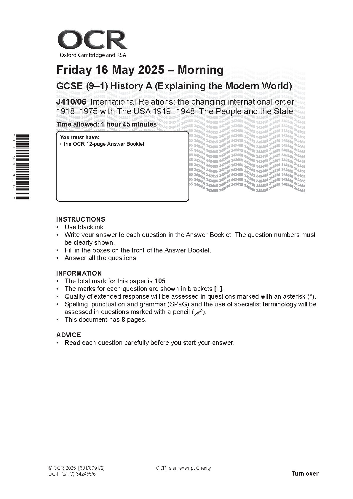 OCR GCSE History Paper 6 2025 Question Paper