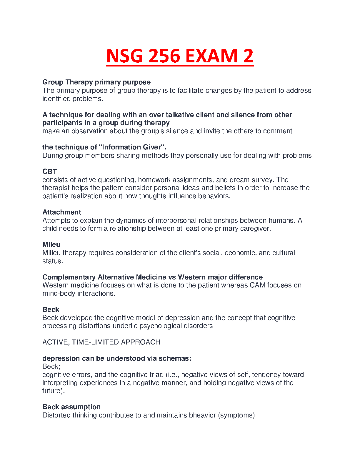 NSG 256 Exam 2: Ultimate Study Guide for Mental Health Nursing (2025/2026) - Master Key Concepts and Pass on Your First Attempt
