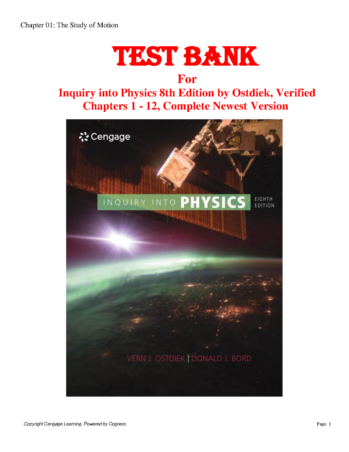 Inquiry into Physics 8th Edition TEST BANK