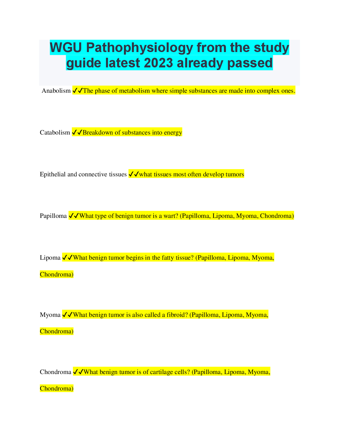 WGU Pathophysiology Study Guide 2023: Master Key Concepts for Exam Success and Confidence Building