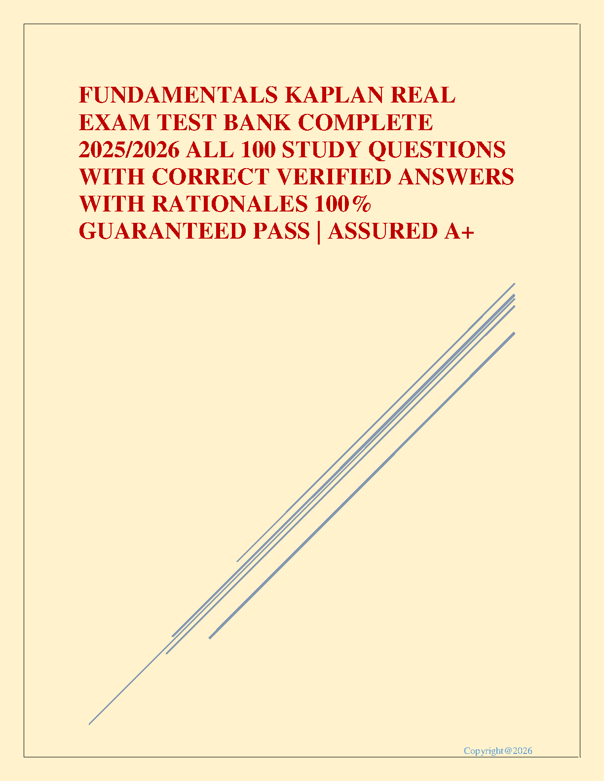 Kaplan Fundamentals Real Exam Test Bank 2025/2026: Complete 100 Q&A ...