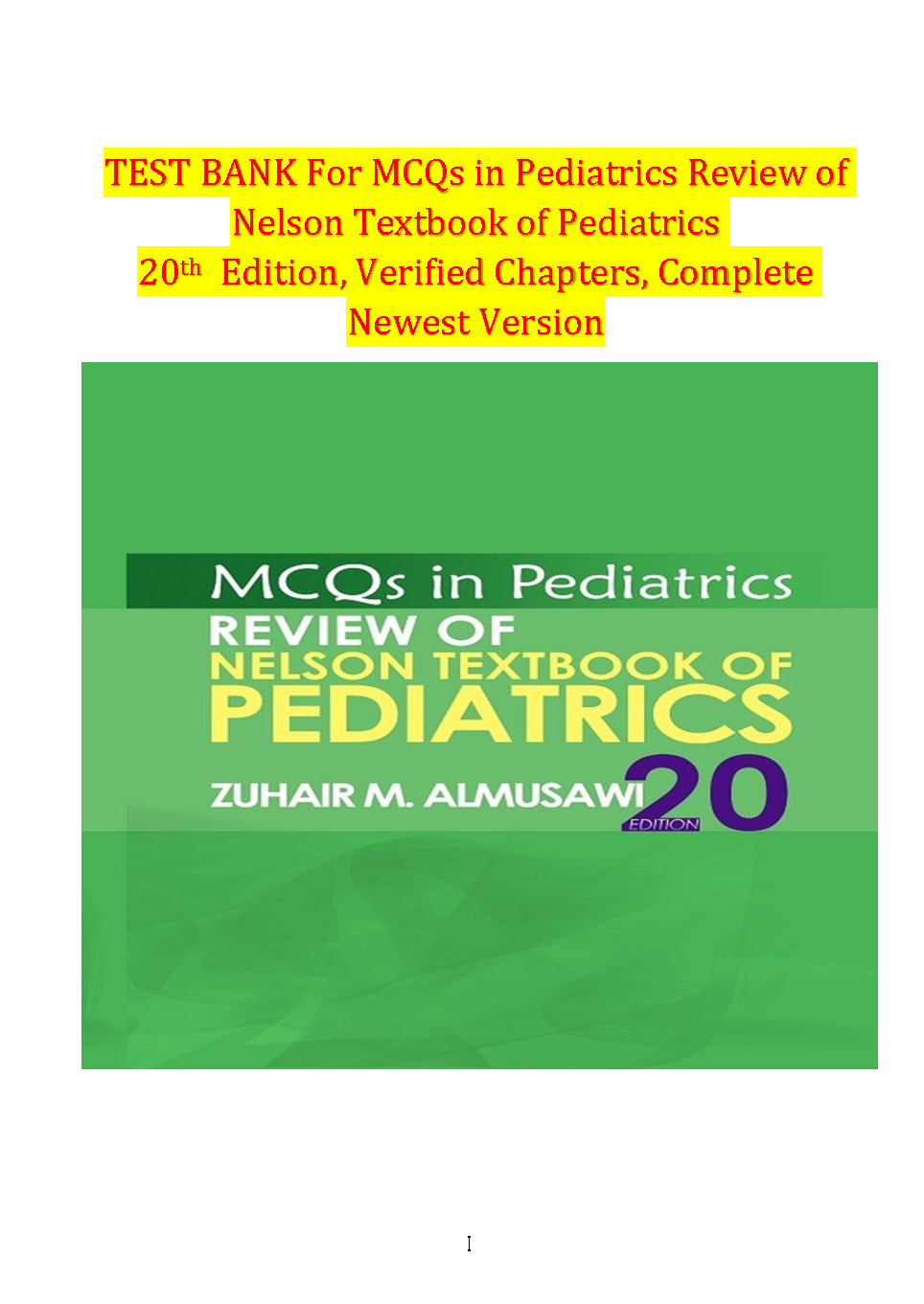 Test Bank for MCQs in Pediatrics Review of Nelson Textbook of ...