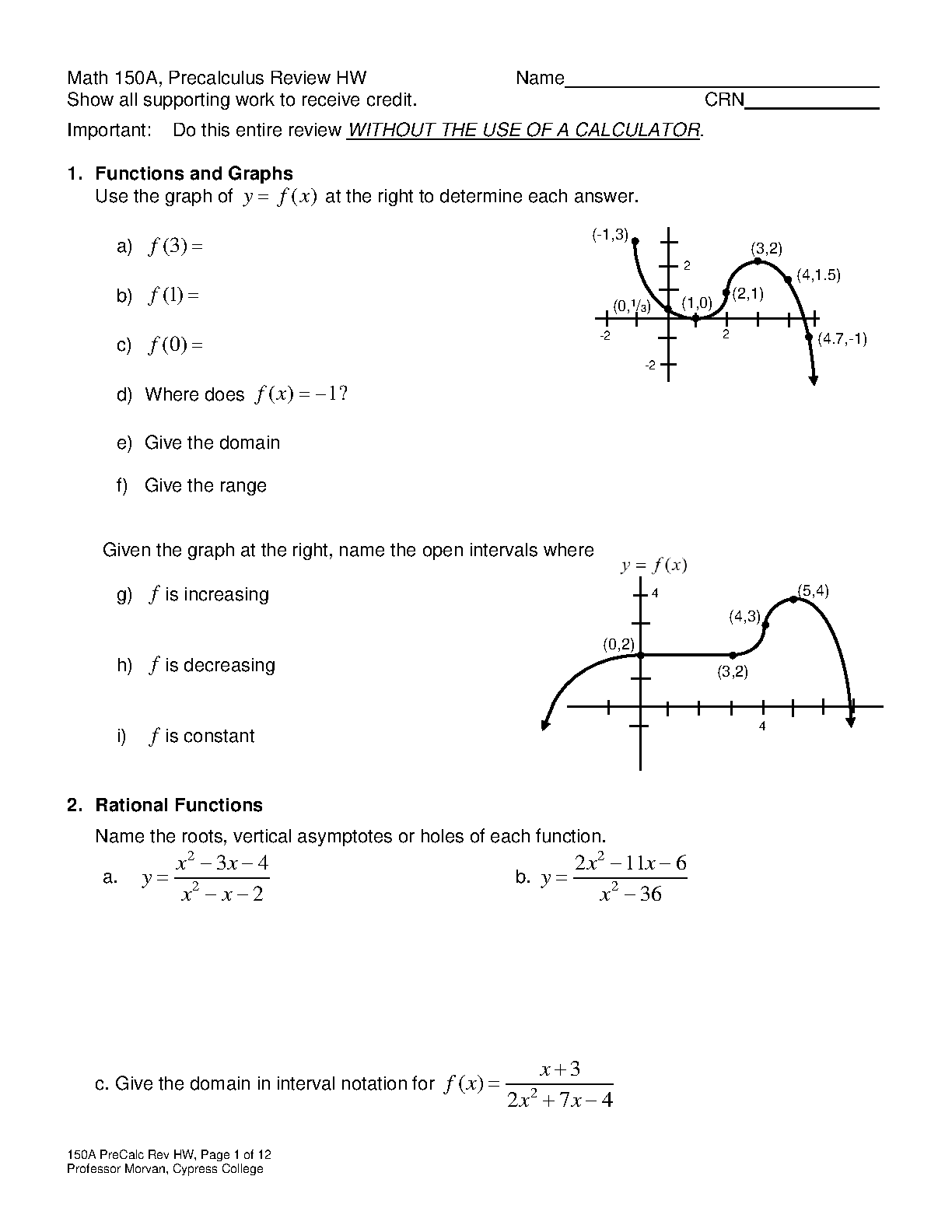 Master Precalculus: Functions & Rational Functions Practice Test (Based ...