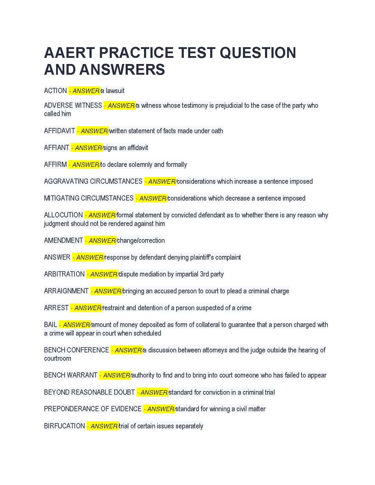 AAERT Best Practices Guide for Electronic Court Reporting and Transcribing, 11th Edition by American Association of Electronic Reporters and Transcribers (AAERT) - Ultimate Practice Test Bank for 2025/2026 | Pass on Your First Attempt and Avoid Resits