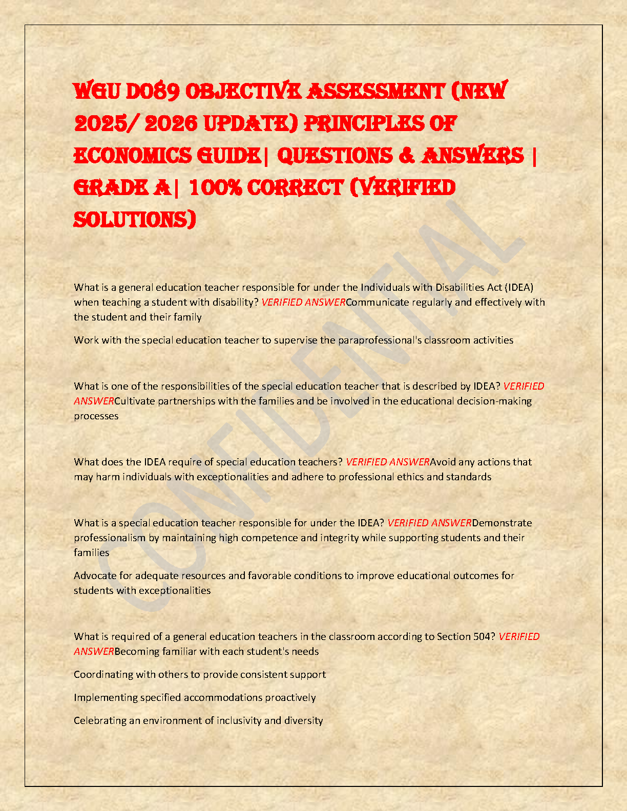 WGU D089 Educational Foundations Objective Assessment Test Bank 2025/2026 with Verified Answers