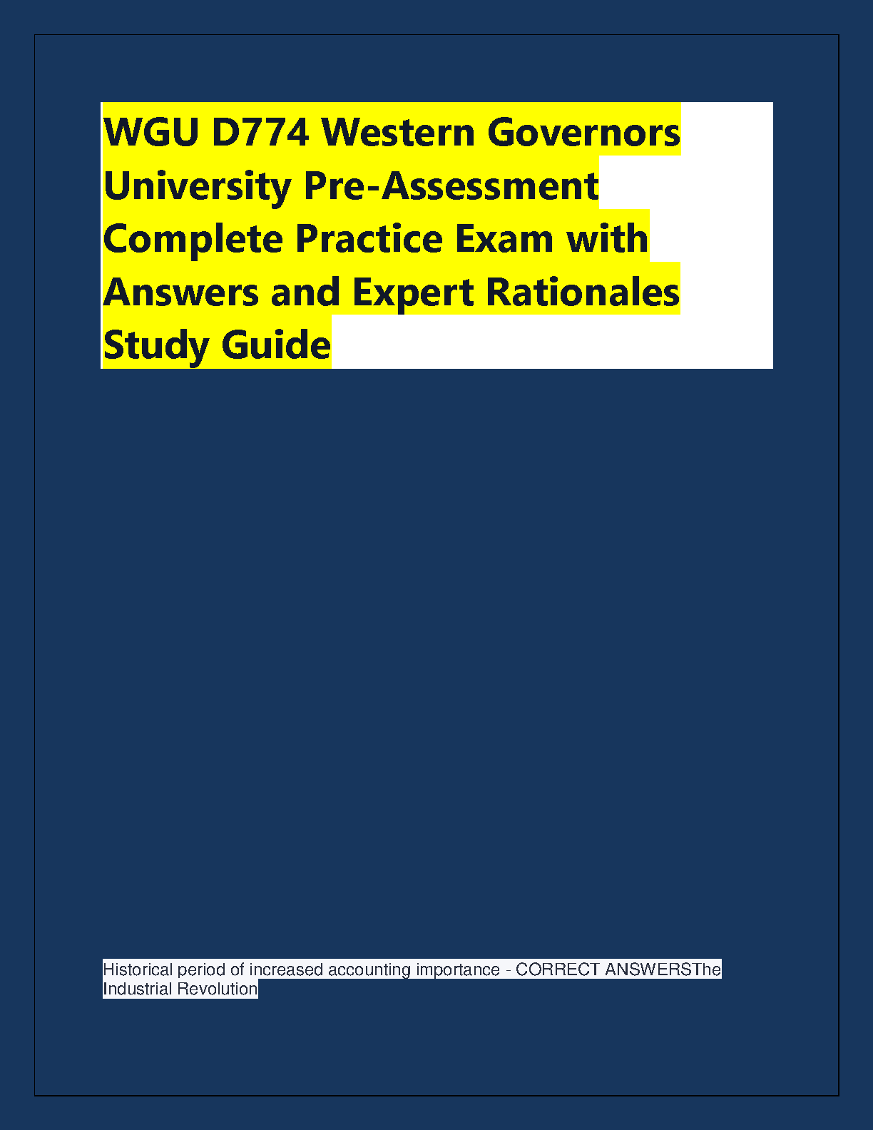 WGU D774 Business Analytics Pre-Assessment Study Guide With Answers And Expert Rationales For The 2026-2027 Academic Year