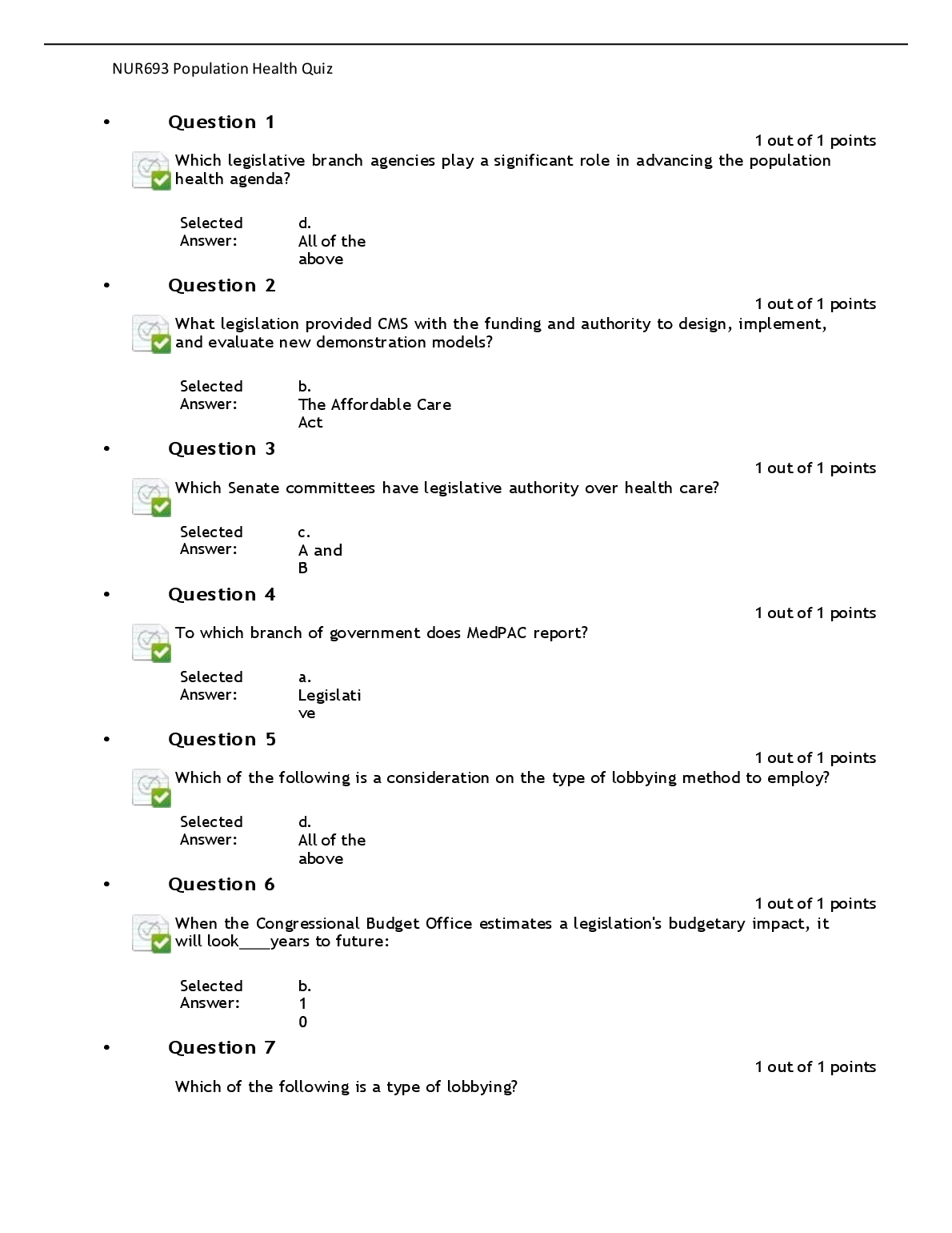 NUR693 Population Health Quiz Bank and Exam Answers Guide for Student Success in Nursing Studies 2024/25 Edition