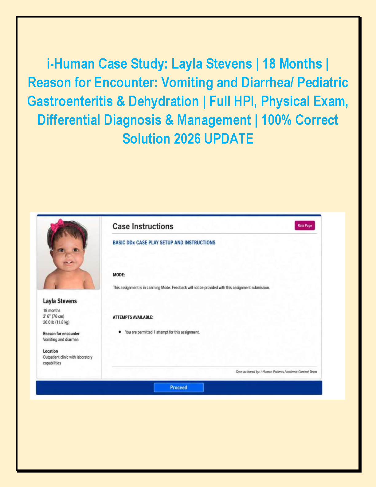 iHuman Case Study Layla Stevens 18 Months Vomiting Diarrhea Pediatric Gastroenteritis Dehydration Full Solution Guide 2026 Update