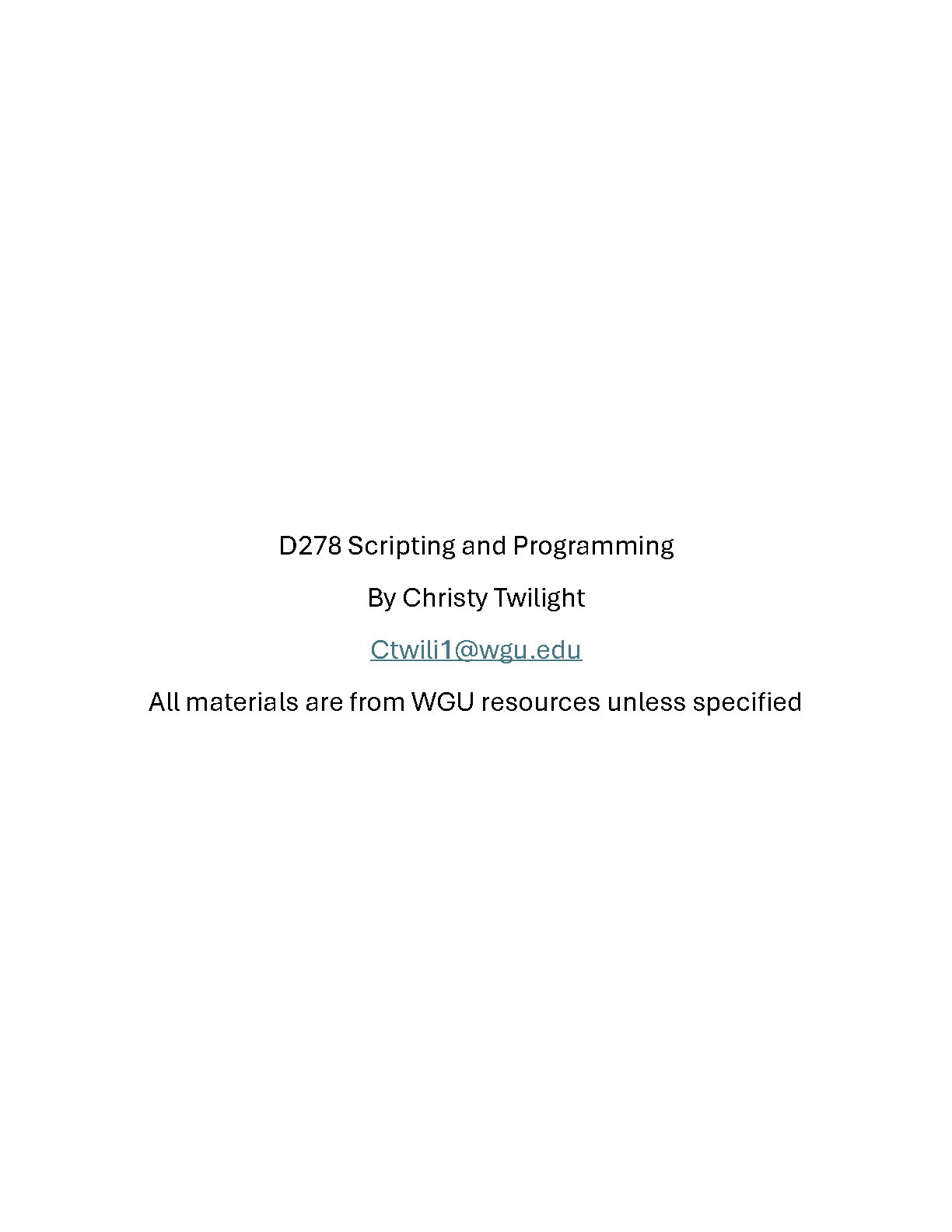 Ace WGU D278 Scripting and Programming Exam Study Guide for the Latest 2025/2026 Academic Year by Christy Twilight