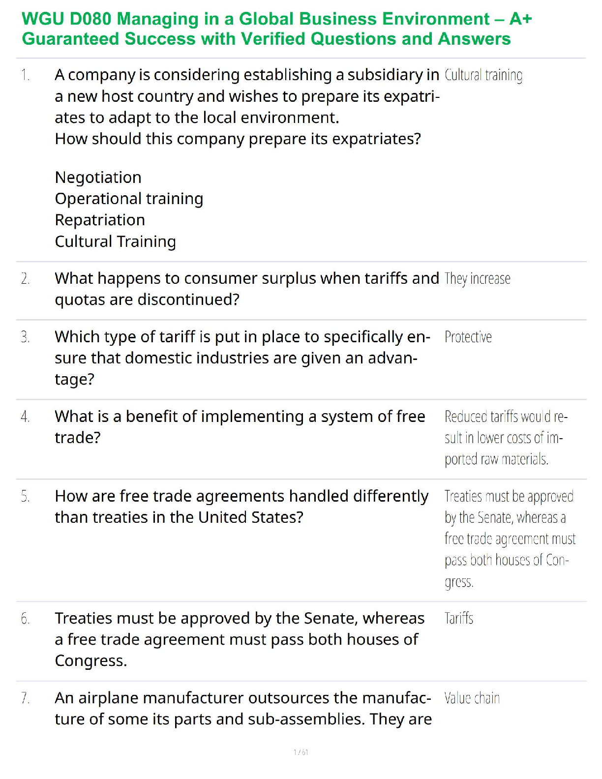 WGU D080 Global Business Today Test Bank, Questions & Answers for 2025/26 Exam Preparation