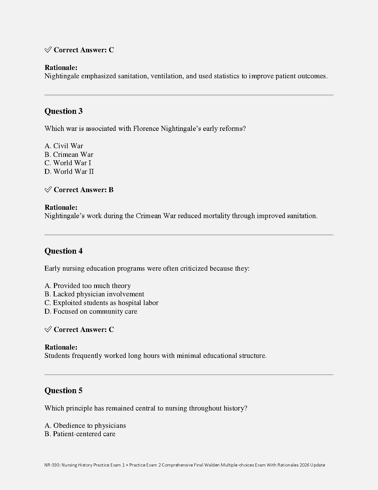 Walden NR-393 Nursing History Final Exam Test Bank | 2026 Updated ...