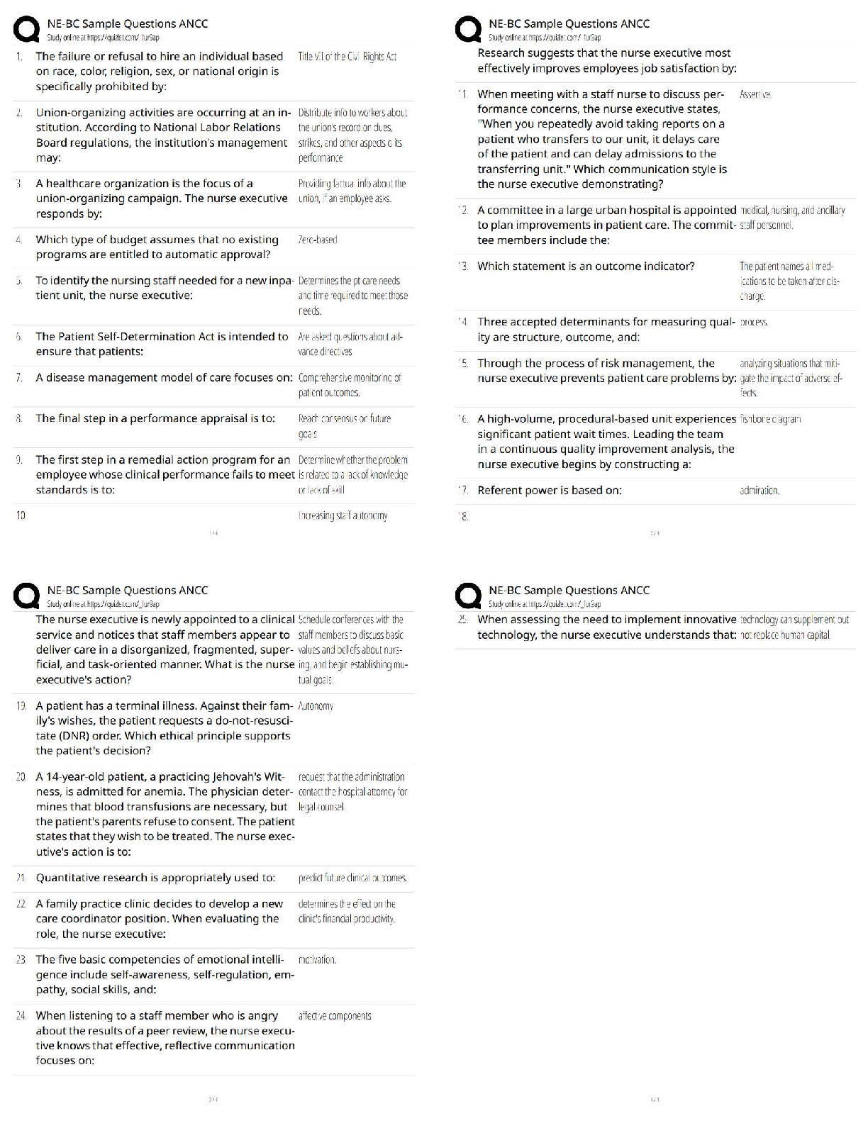 ANCC Nurse Executive NE-BC Certification Exam Test Bank 2025/2026 Edition Verified Answers and Practice Questions for First Attempt Success