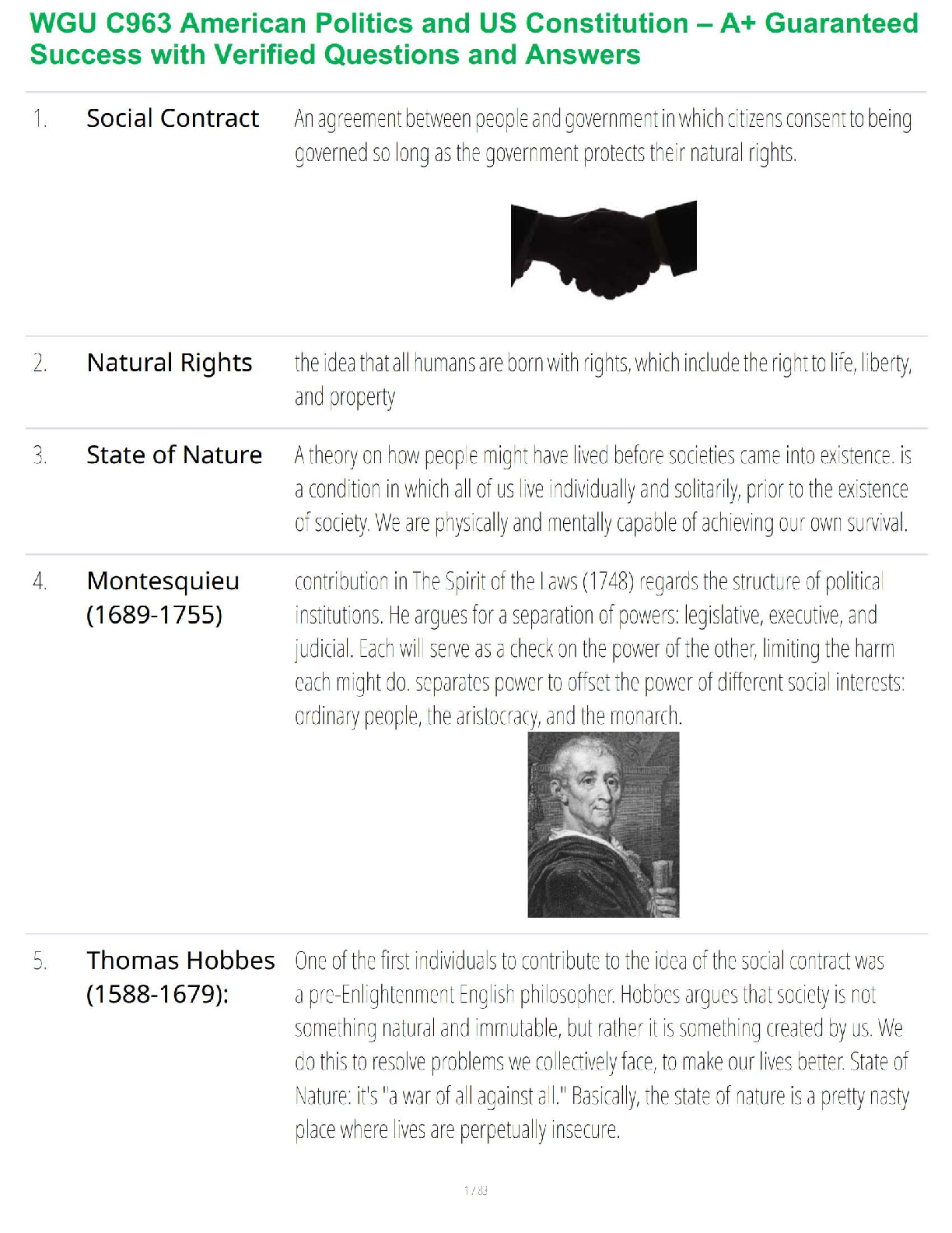 WGU C963 American Politics and US Constitution Test Bank: Verified Q&A for A+ Success (2025/2026)