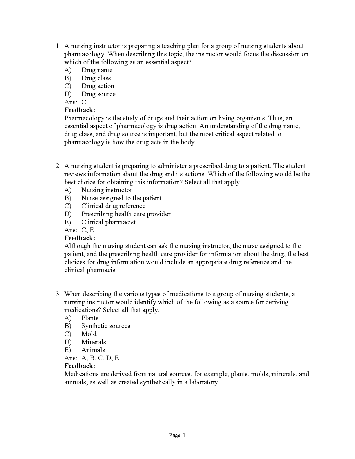 Test Bank for Pharmacology and the Nursing Process, 10th Edition by McCuistion et al.