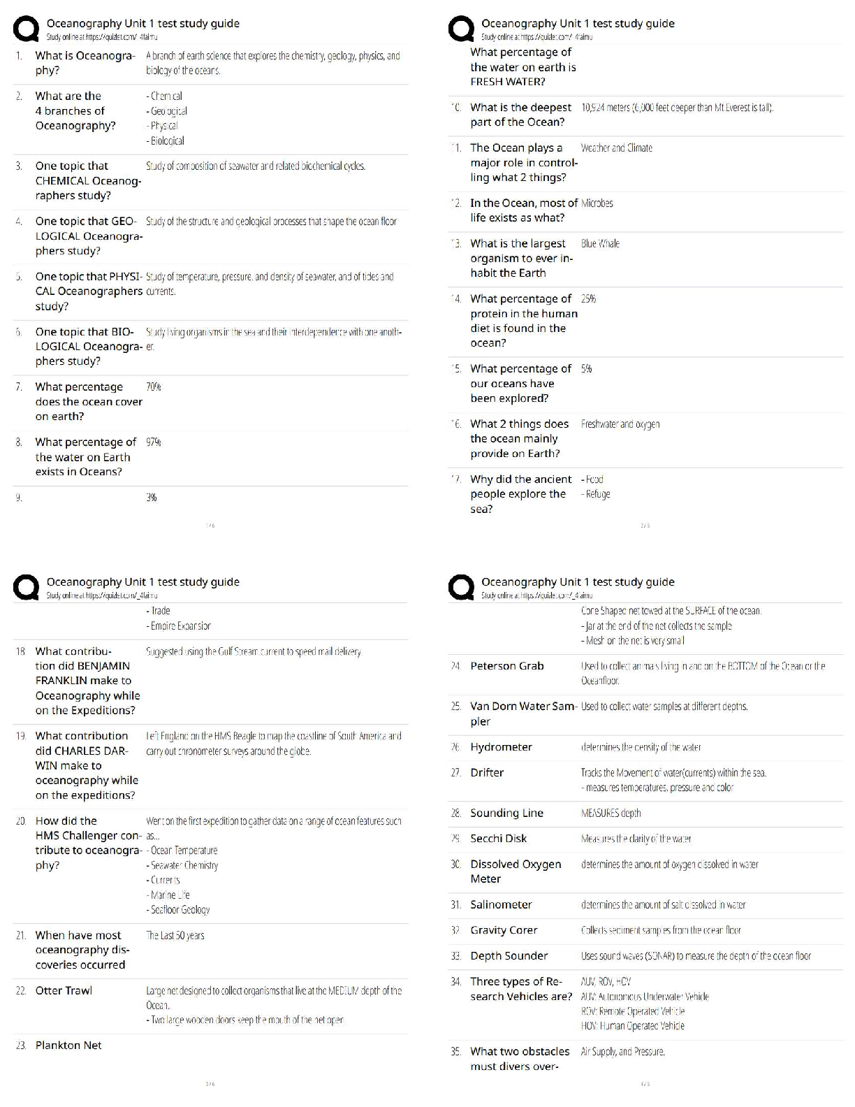 Oceanography Unit 1 Test Bank 2025/26 Verified Questions and Answers for Exam Success Study Resource