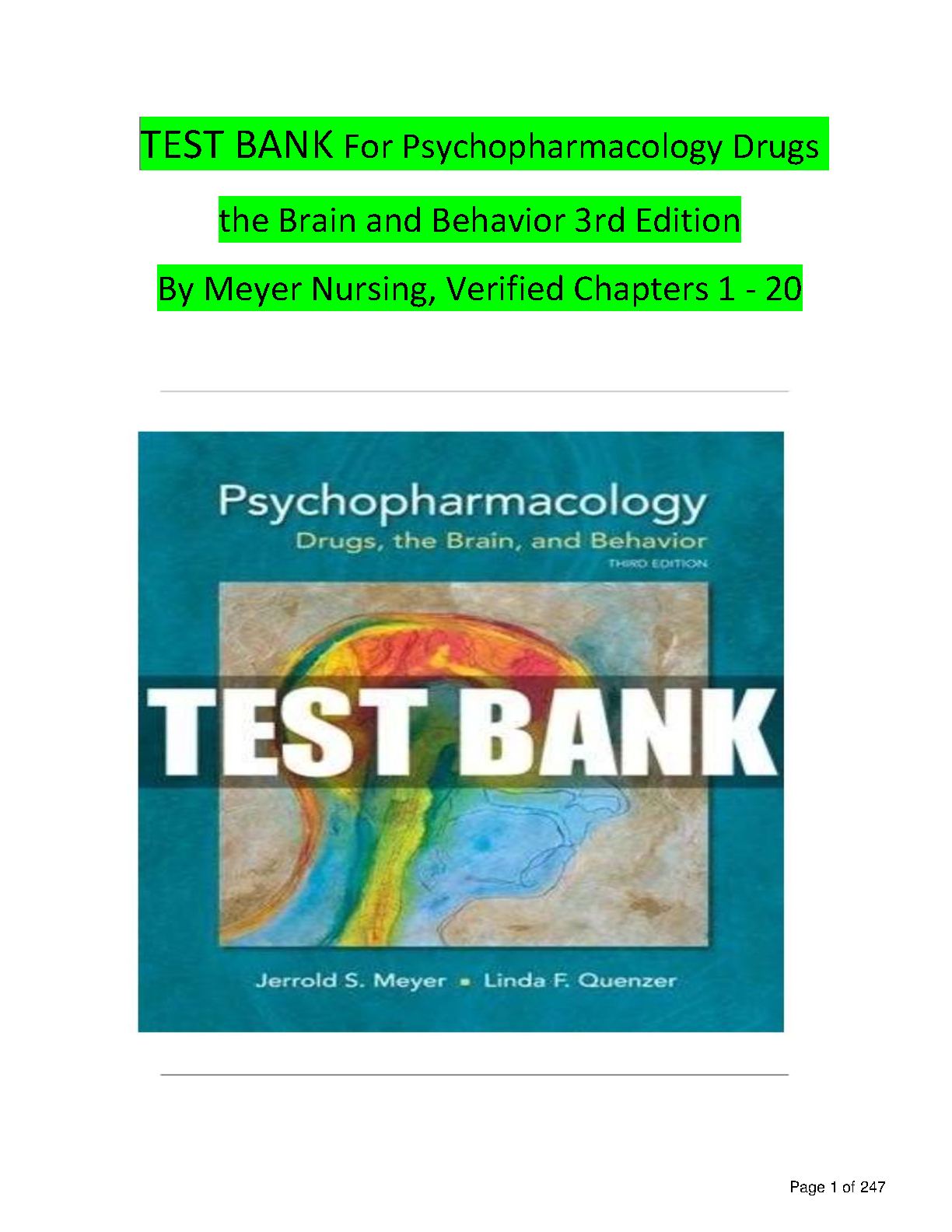 Psychopharmacology Drugs the Brain and Behavior 3rd Edition